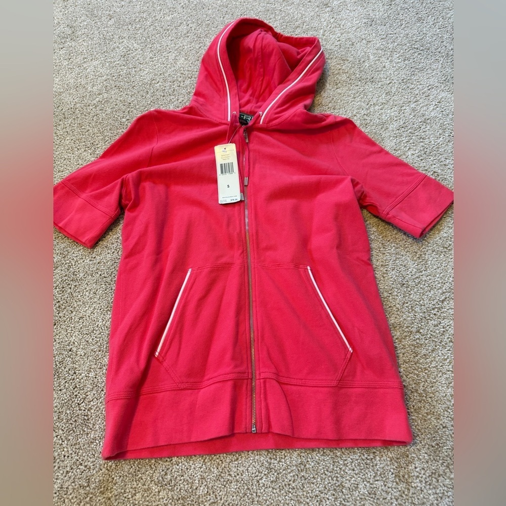 Lauren Ralph Lauren Active Short sleeve zip up hoodie pink size small NWT